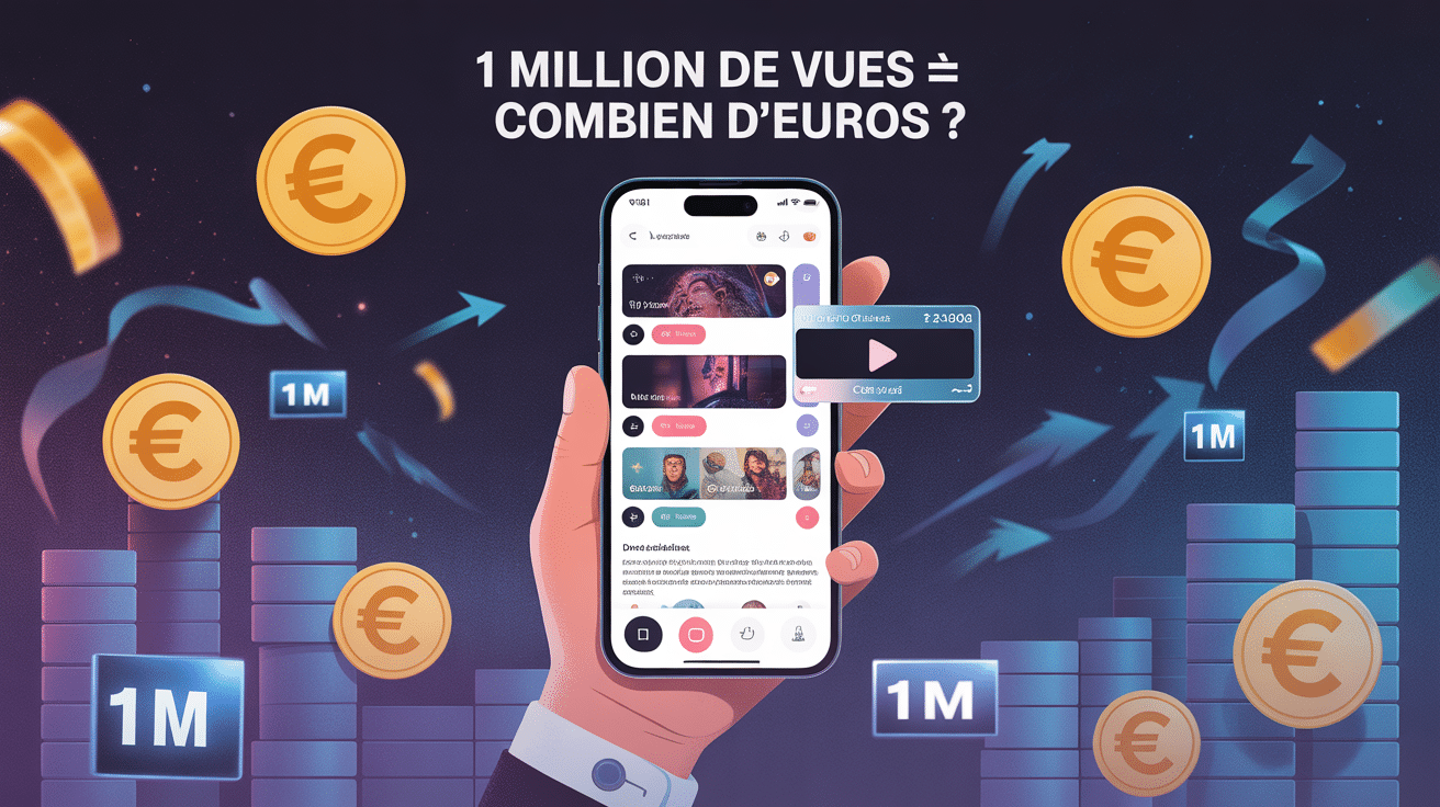 illustration smartphone 1 million de vue sur tiktok prix et euros