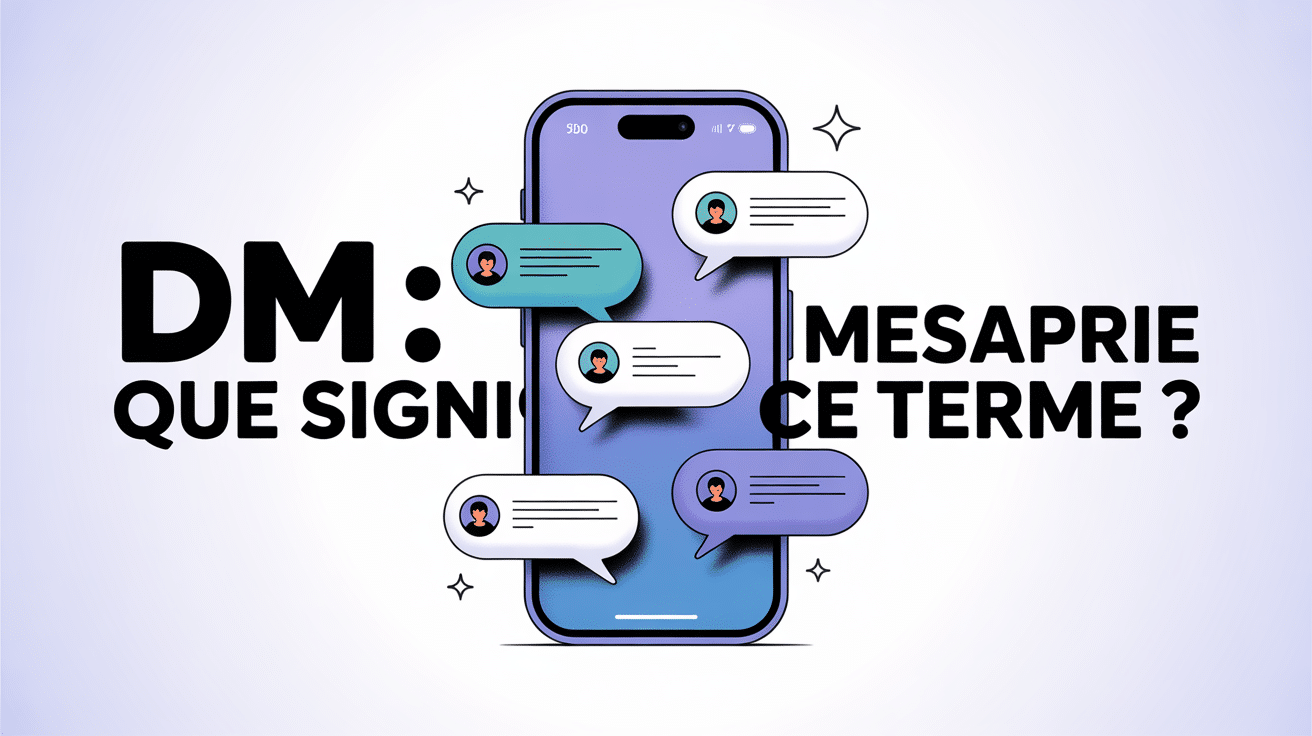 illustration dm signification smartphone et bulles de conversation