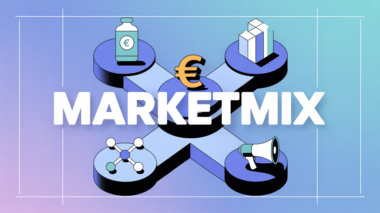 Illustration marketmix quatre piliers icônes