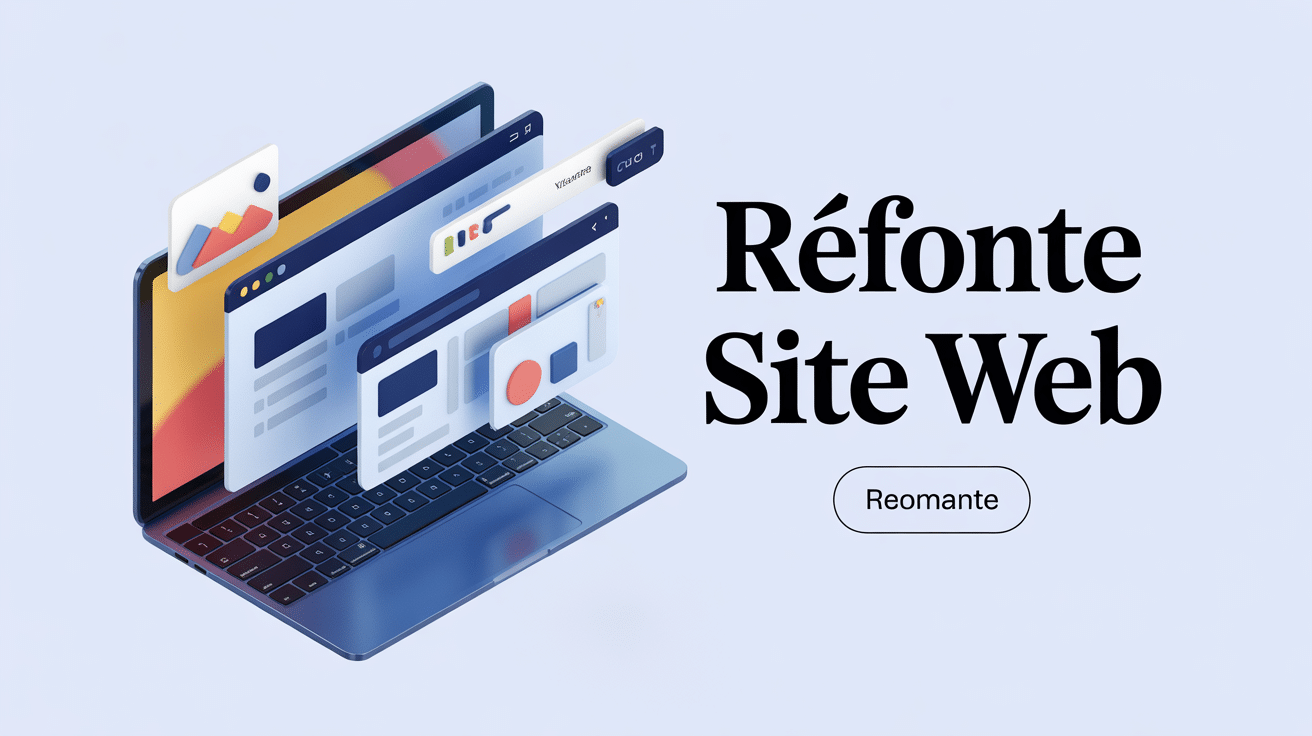 Illustration moderne refonte site web ordinateur interface