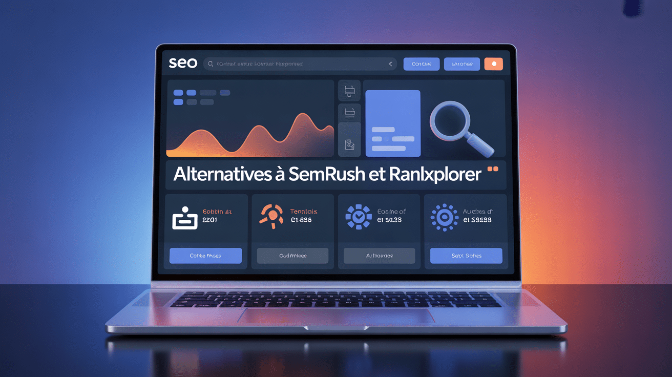 Interface moderne semrush alternative ranxplorer ordinateur courbes seo