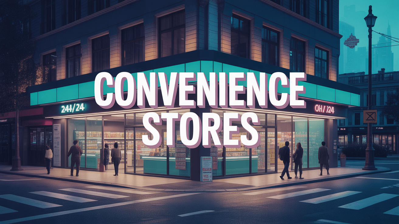 Vue d'un convenience store lumineux la nuit, rue urbaine animée