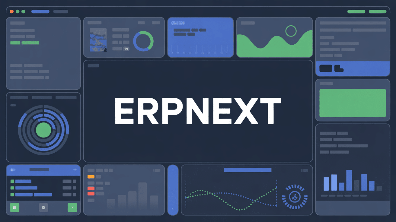 interface erpnext avec tableaux de bord et modules