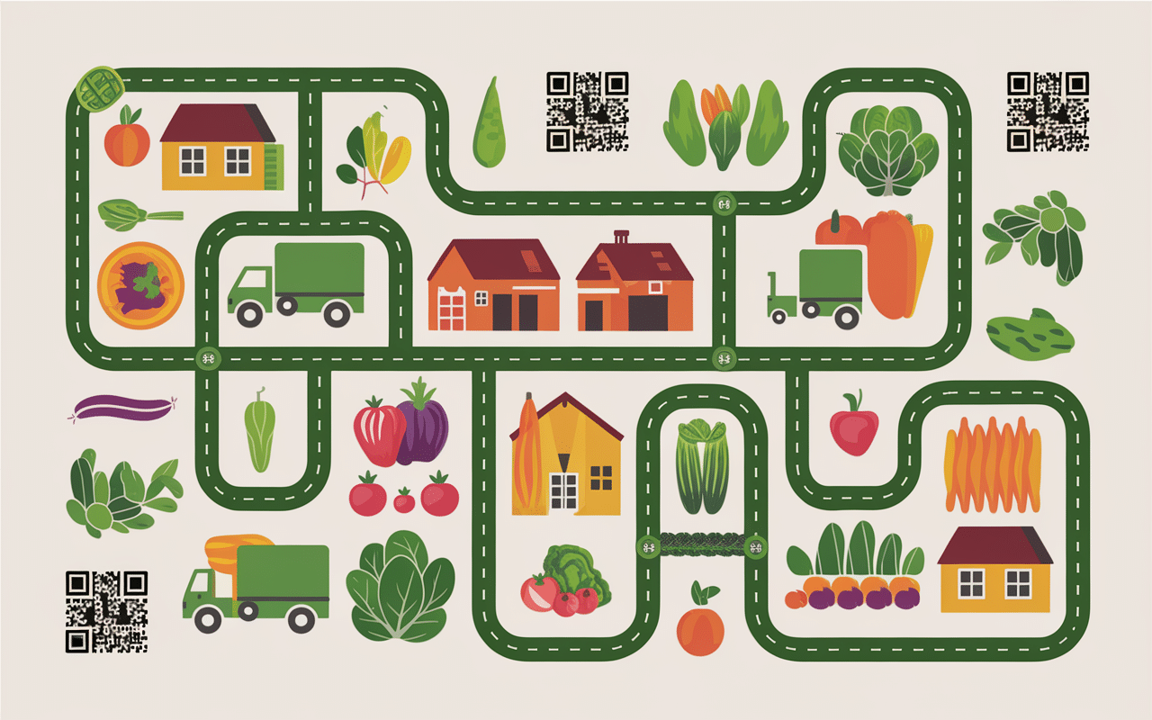 vue aérienne farm-to-market réseau fermes marchés