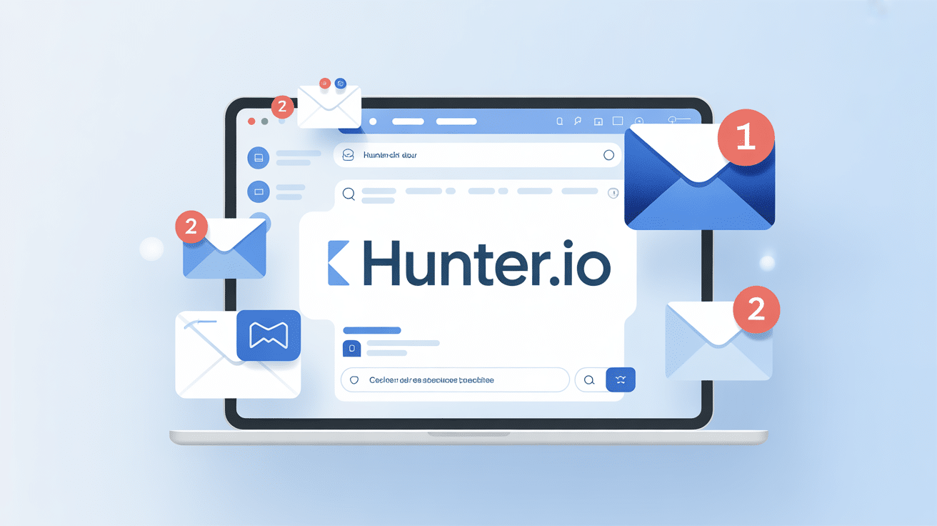 Illustration interface hunter.io ordinateur portable
