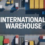 Vue aerienne d'un international warehouse moderne avec transport