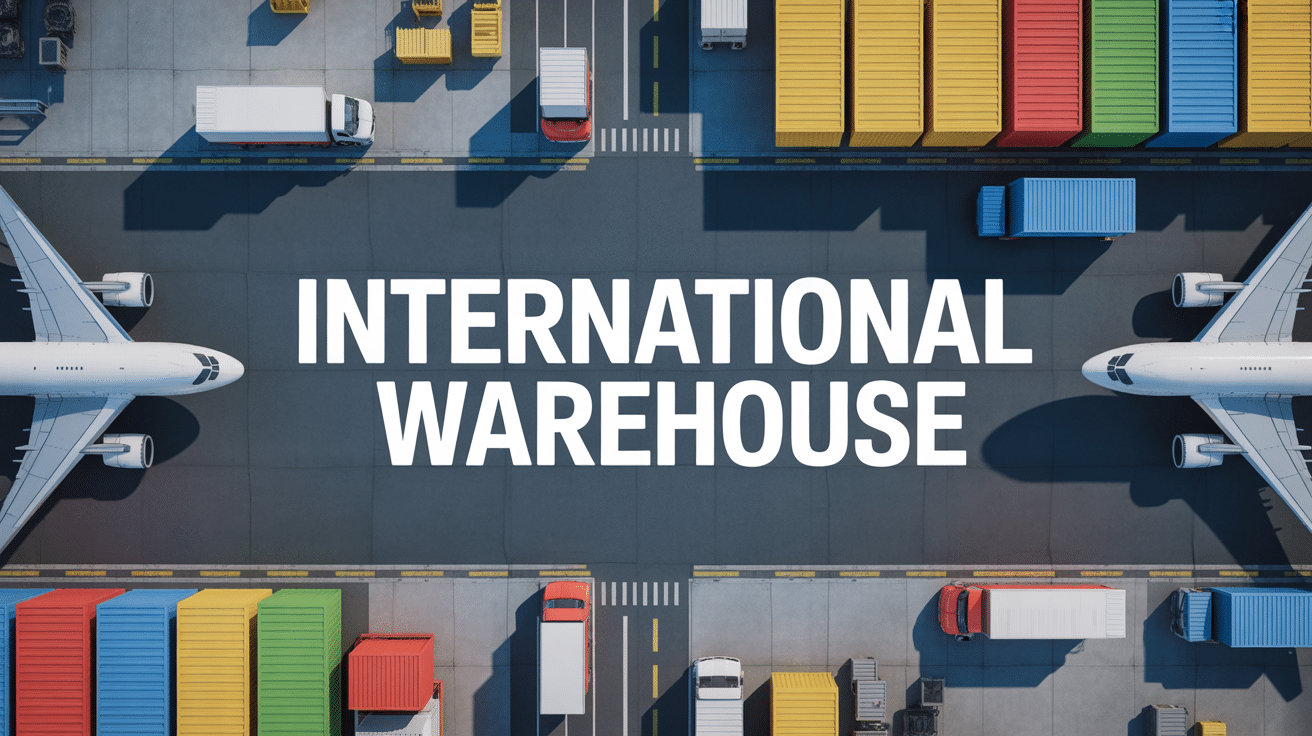 Vue aerienne d'un international warehouse moderne avec transport