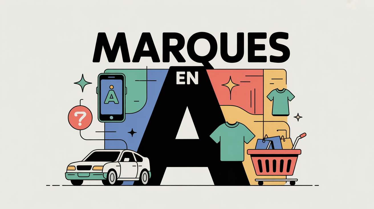 Lettre A centrale entourée icônes secteurs pour marque en a