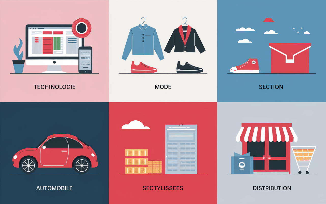 Infographie couleurs secteurs mode tech auto marque en a