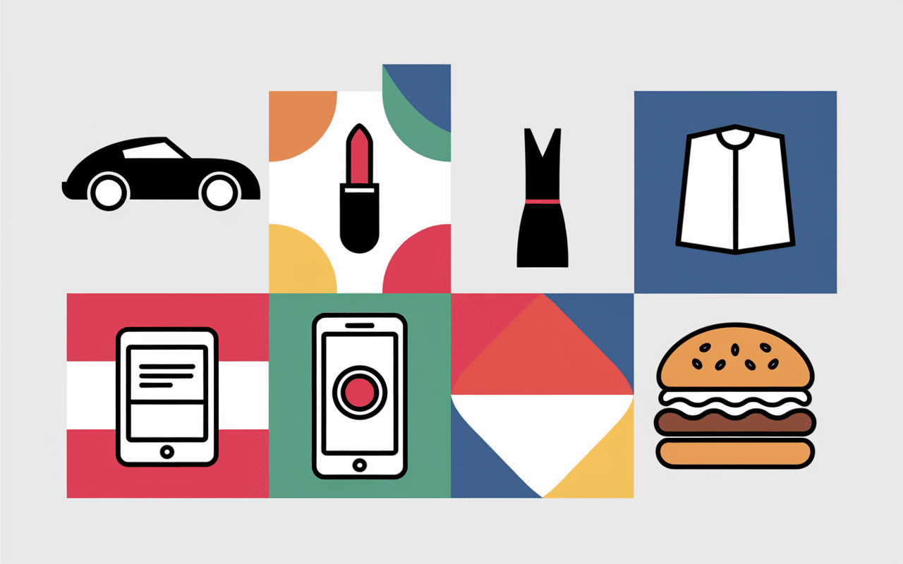 collage marque en m icônes secteurs tendances