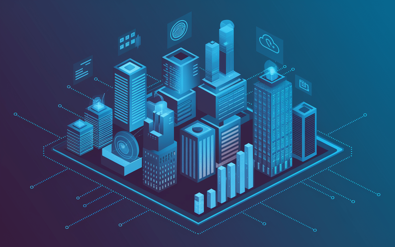 startup tech vue écosystème bâtiments graphiques technologies