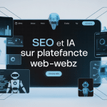 Pourquoi le référencement Wix va changer avec les IA, interface futuriste SEO