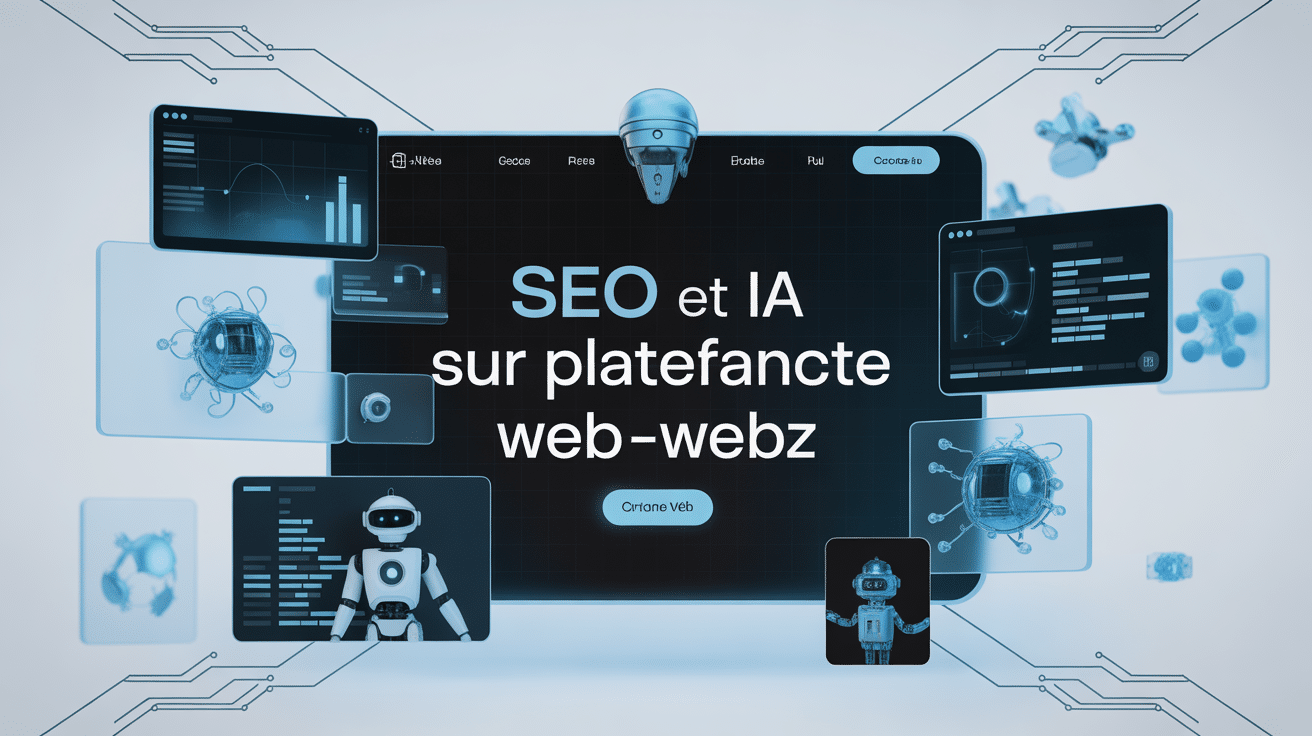 Pourquoi le référencement Wix va changer avec les IA, interface futuriste SEO