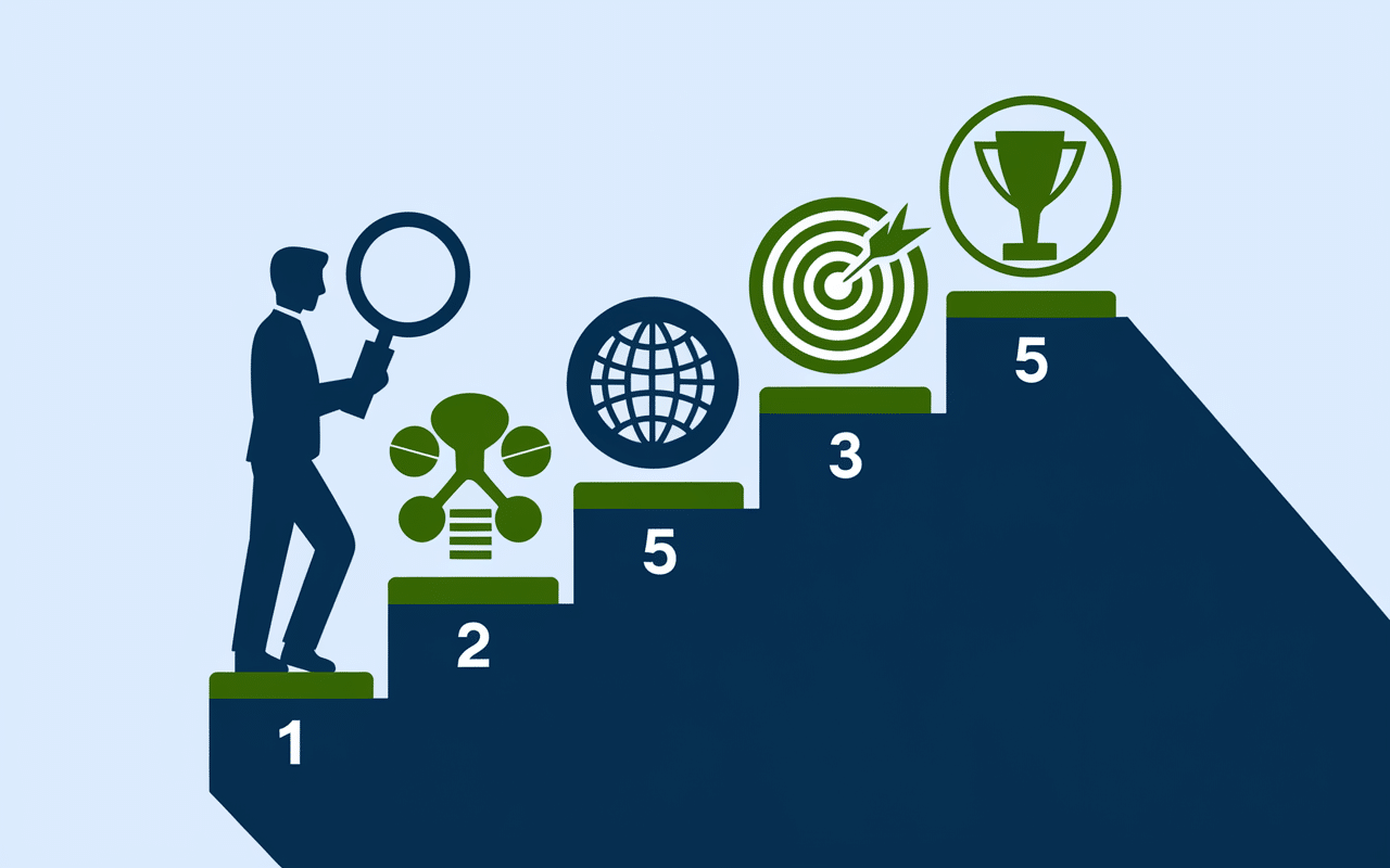 Infographie escalier reconvert étape