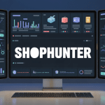 interface shophunter avec graphiques et tendances e-commerce