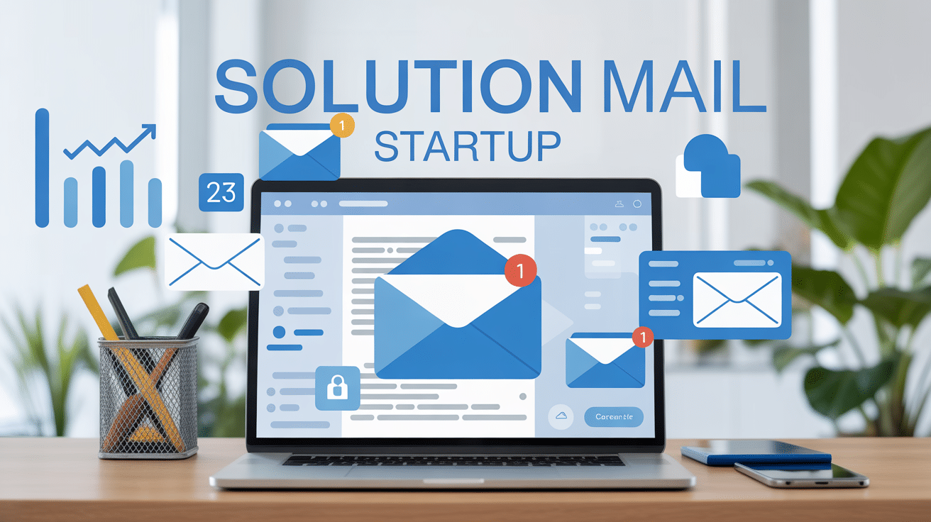 illustration startup mail solution moderne
