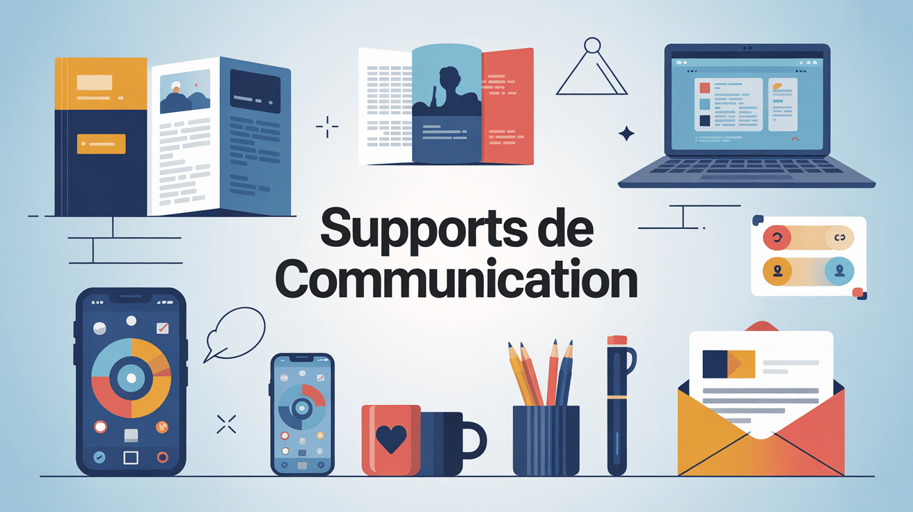 Illustration de supports de communication variés en cercle