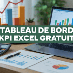 tableau de bord kpi excel à télécharger gratuit affiché sur ordinateur