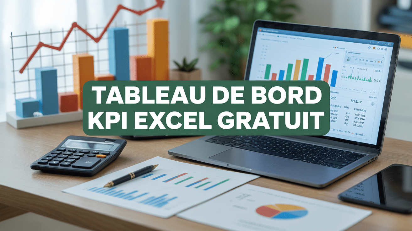 tableau de bord kpi excel à télécharger gratuit affiché sur ordinateur