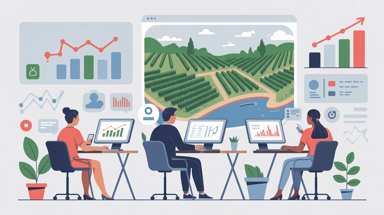 Equipe consultants agence SEO Bordeaux sur graphiques et cartes