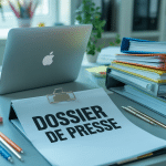 Bureau moderne avec documents pour exemple dossier de presse