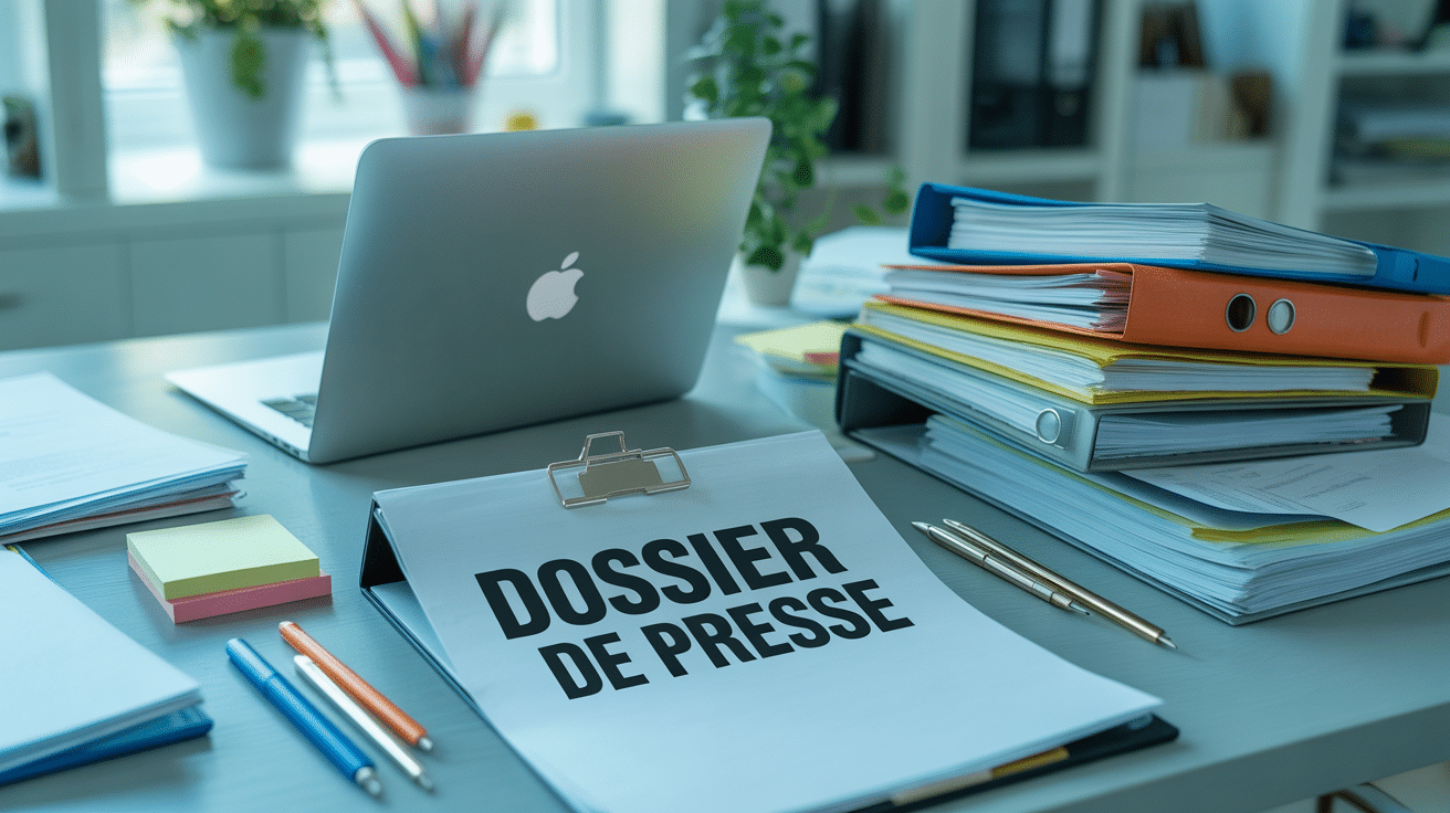Bureau moderne avec documents pour exemple dossier de presse