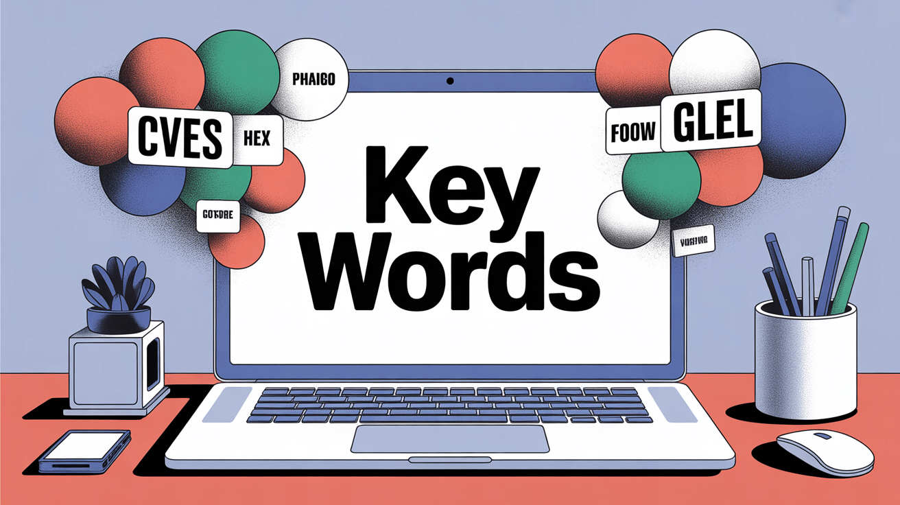 key words flottants autour d ordinateur bureau