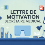 Lettre de motivation secrétaire médical bureau stylisé éléments médicaux