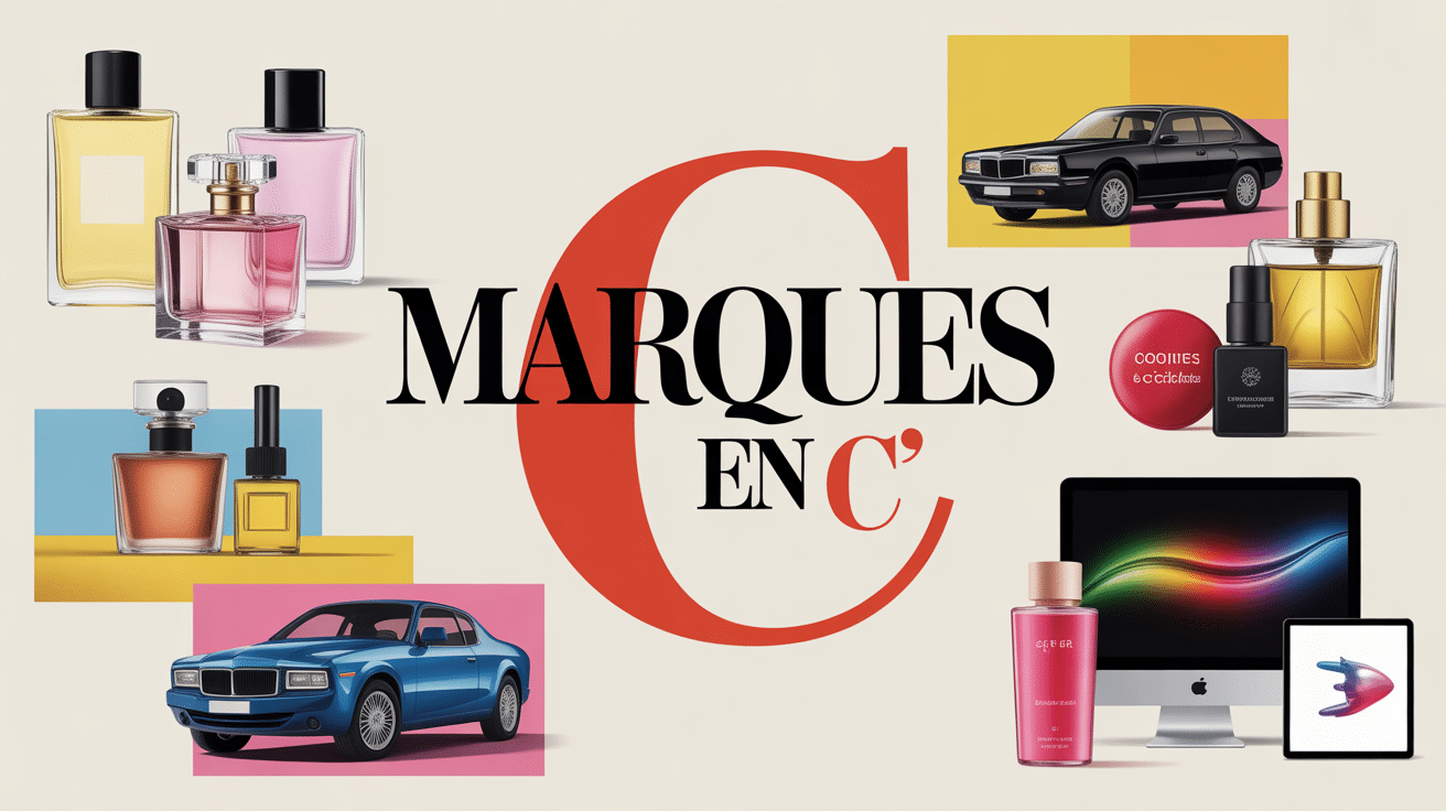 Collage de produits et services autour de la lettre C géante pour marque en c