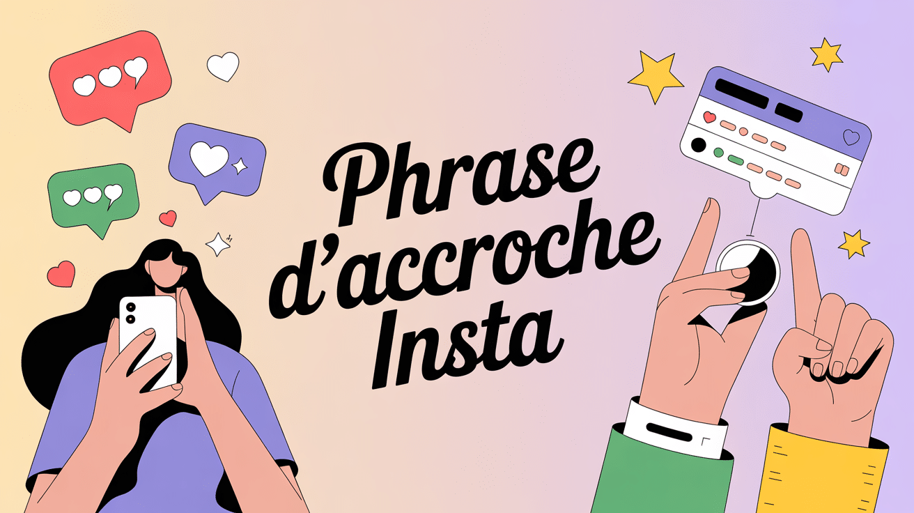 phrase d accroche insta illustration smartphone bulles dialogue