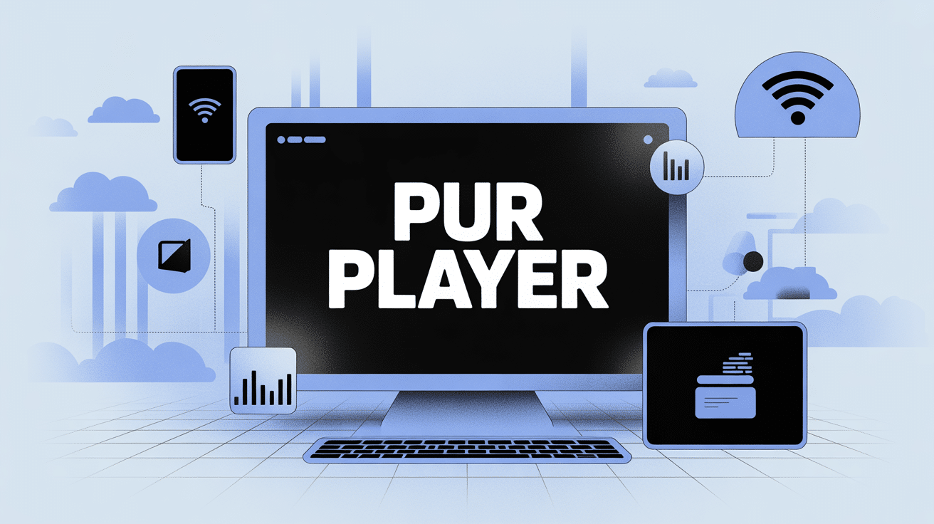 pur player définition écran ordinateur et icônes digitales