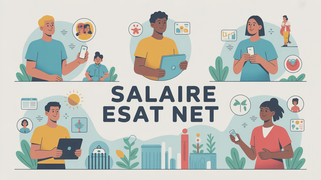 illustration moderne salaire esat par mois net équitable et médico-social