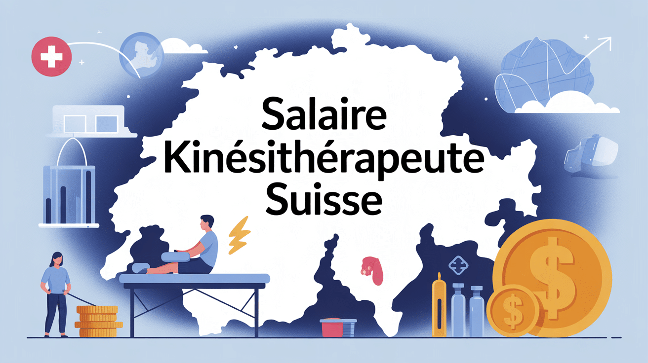 illustration salaire kiné suisse carte et symboles