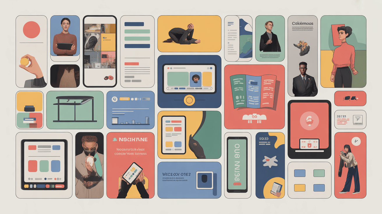 Mosaïque support de communication exemple supports variés