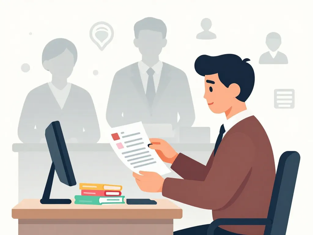 Recruteur examine candidatures pour lettre de motivation caissiere