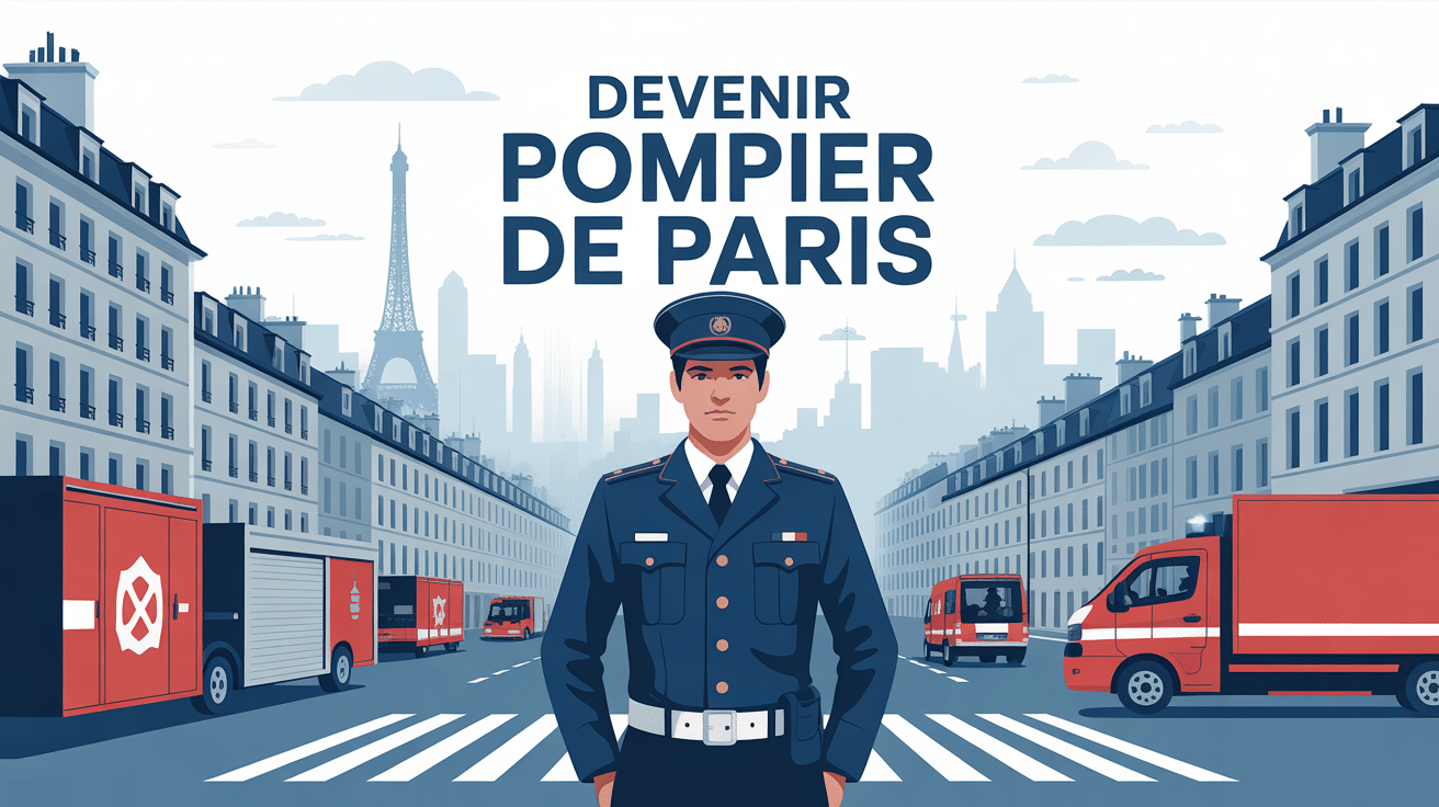 devenir pompier de Paris scène stylisée uniforme caserne