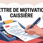 Illustration lettre de motivation pour caissiere sur comptoir de supermarché