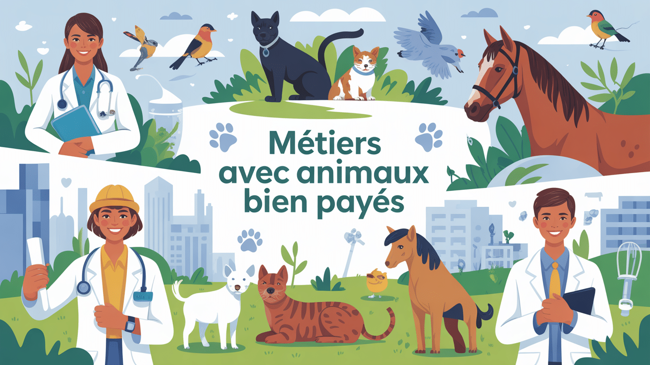 illustration métiers avec animaux bien payés