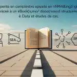 Ebook marketing digital omnicanal, livre et pictogrammes SEO SEA SMO