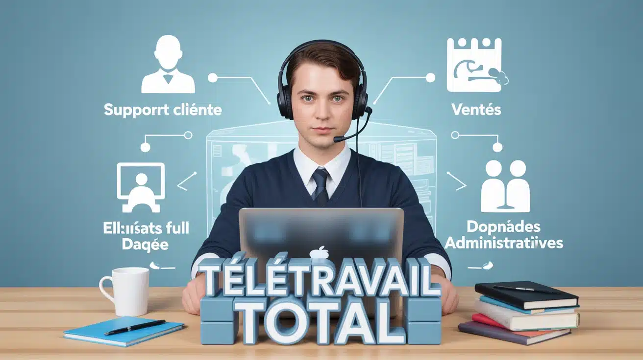 Illustration télétravail total pour débutants