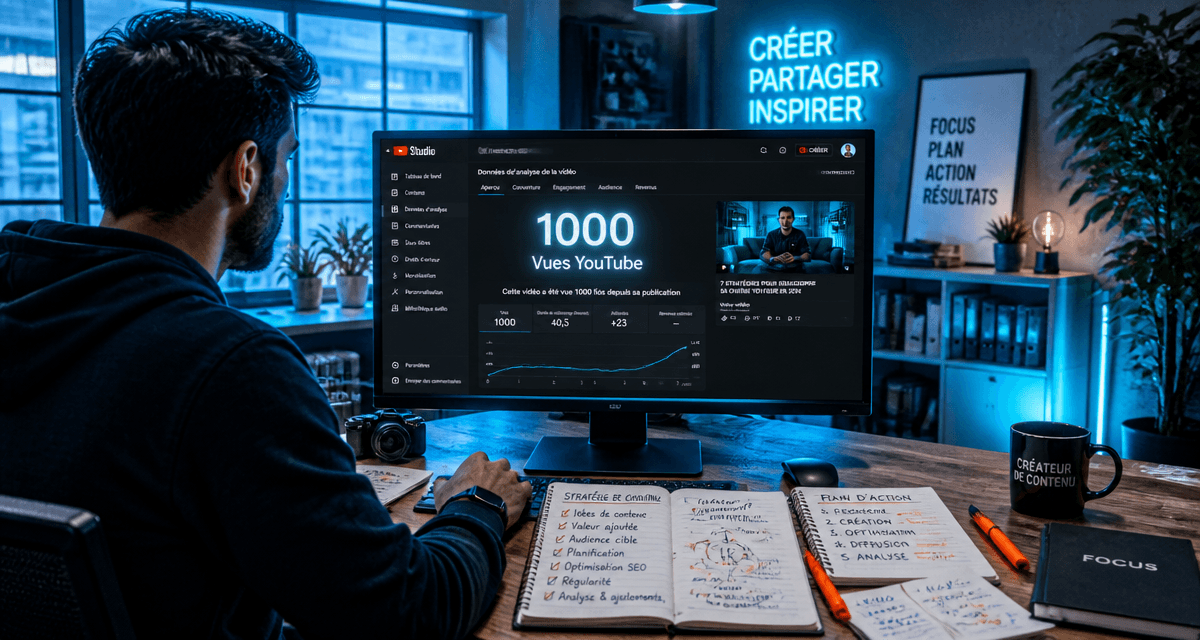 1000 vues youtube gratuit sur écran d’ordinateur