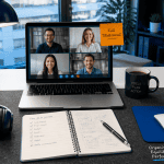 bureau full télétravail avec visioconférence
