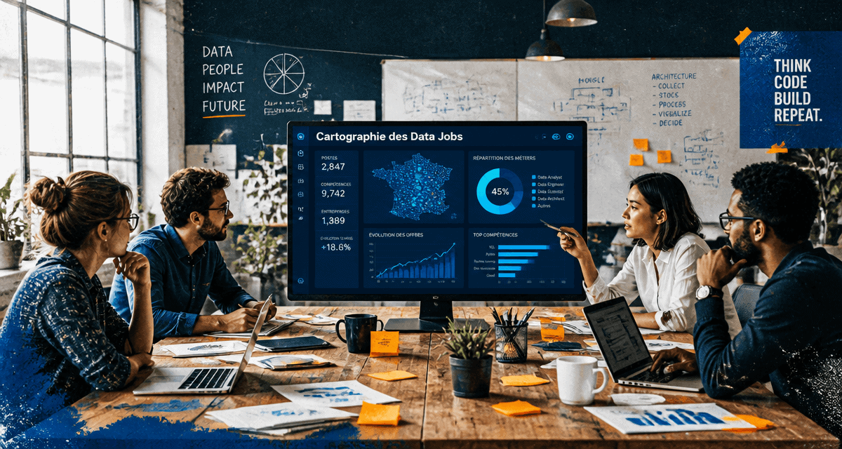 Équipe data jobs autour d'un dashboard interactif