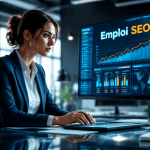 emploi seo analyste devant écran