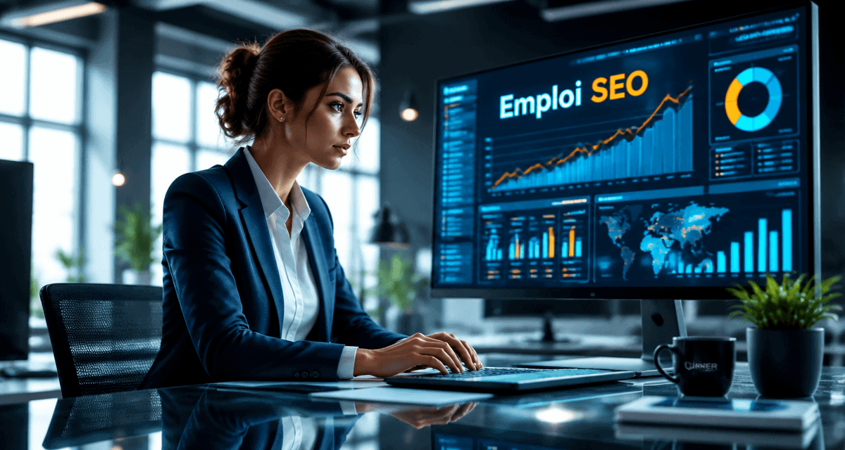 emploi seo analyste devant écran