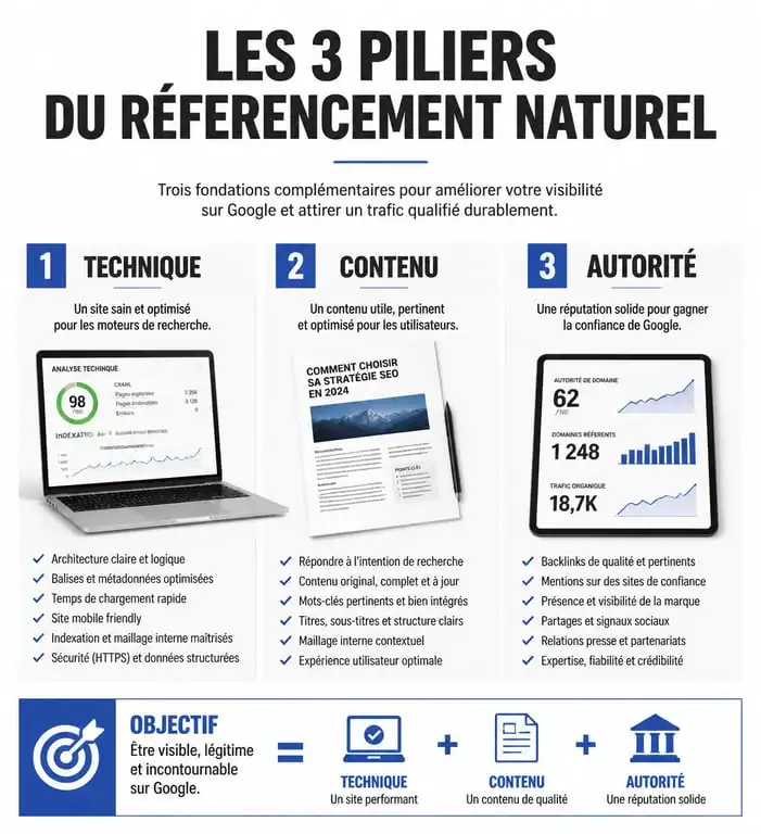 Les trois piliers du référencement naturel pour une agence SEO à Metz