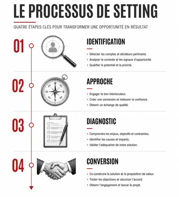 Processus de setting en quatre étapes pour devenir setter
