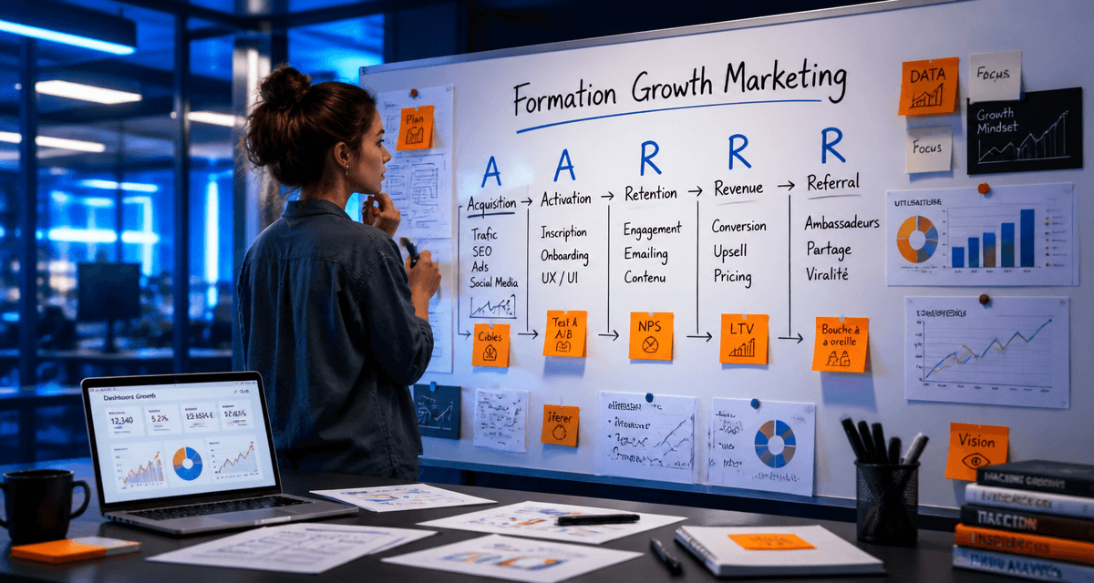 formation growth marketing tableau blanc AARRR