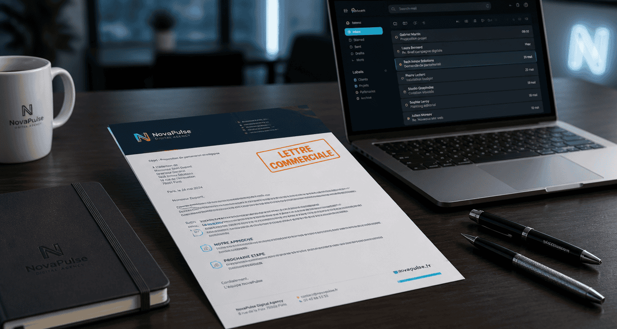 lettre commercial exemple sur bureau