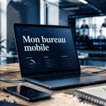 Mon bureau mobile open space ordinateur smartphone